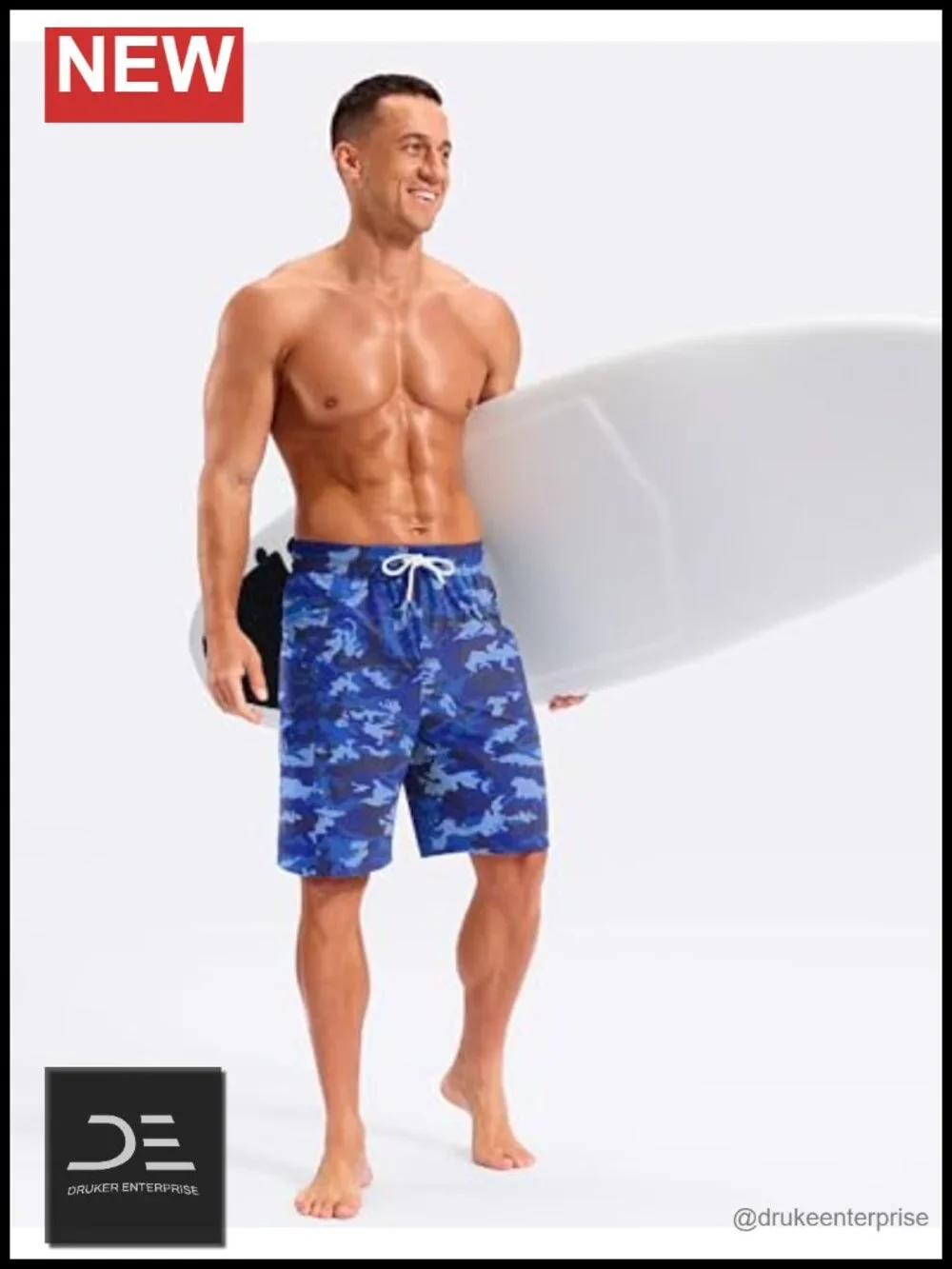 Men's 9-inch Board Shorts with Zipper Pockets, Quick Dry No Mesh Liner